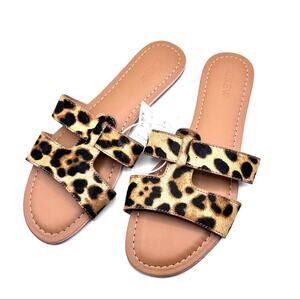 J.Crew Womens Animal Print Sandal Slide Sz 7